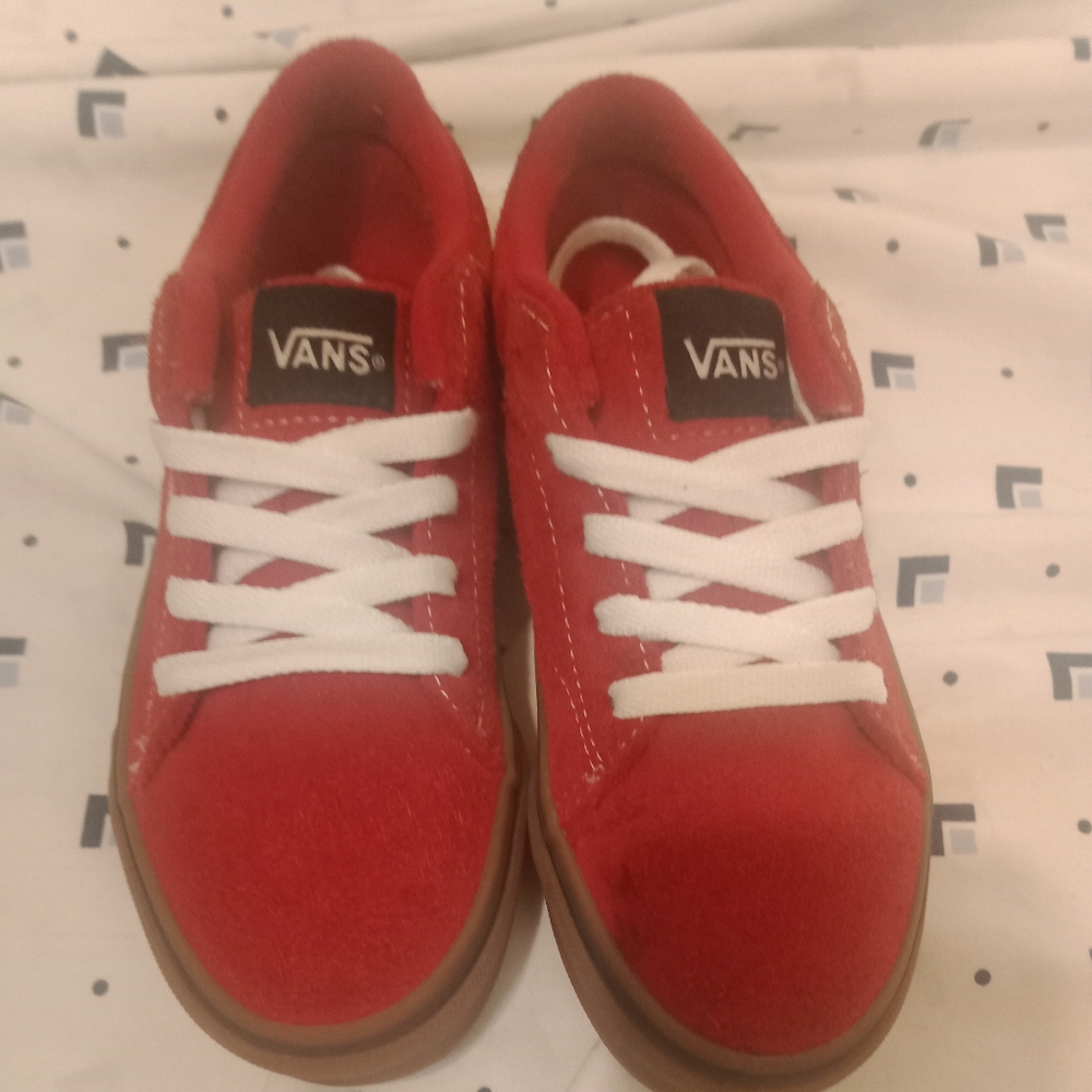 Vans Kids Red Low-Top Sneakers with White Laces
